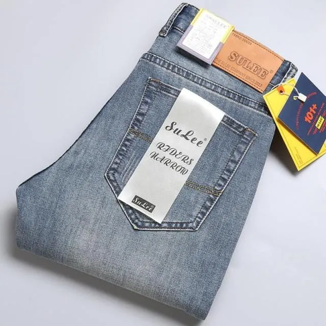 2020 SULEE Top Brand New Men's Jeans Business Casual Elastic Comfort Straight Denim Pants Male High Quality Brand Trousers