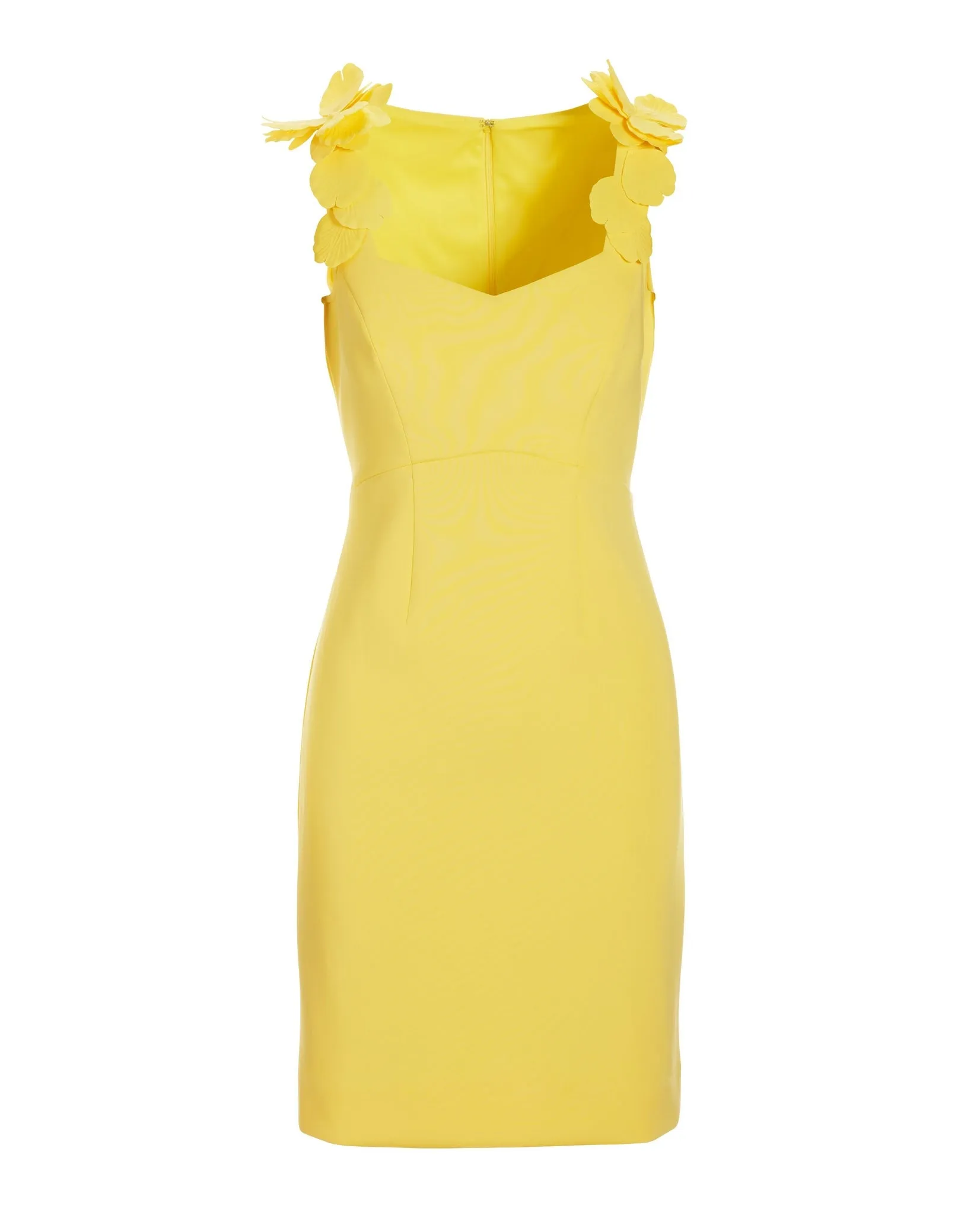 3D Floral Strap Scuba Sheath Dress Lemon Drop