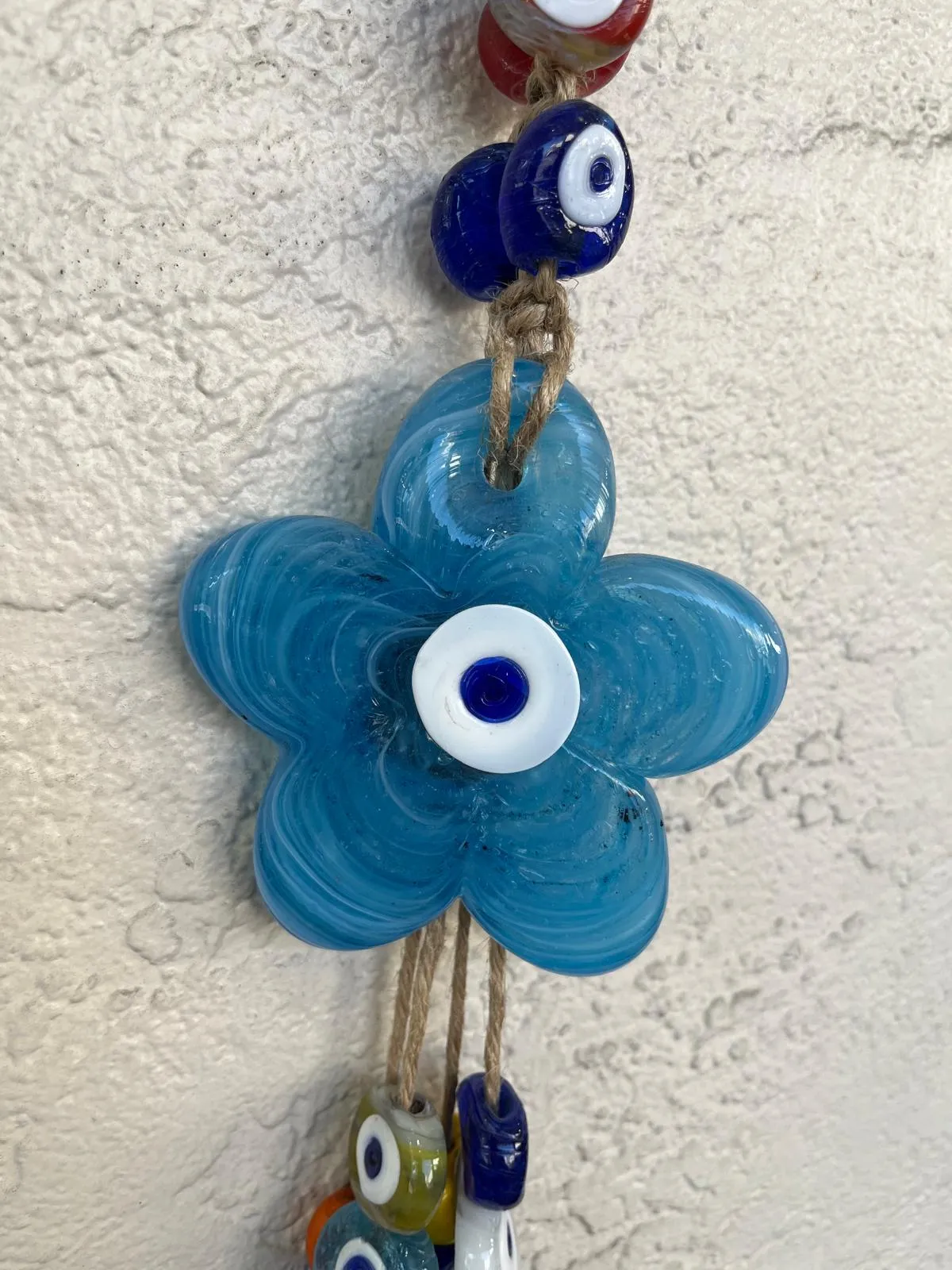 41 Floral Turquoise Glass Evil Eye Beads