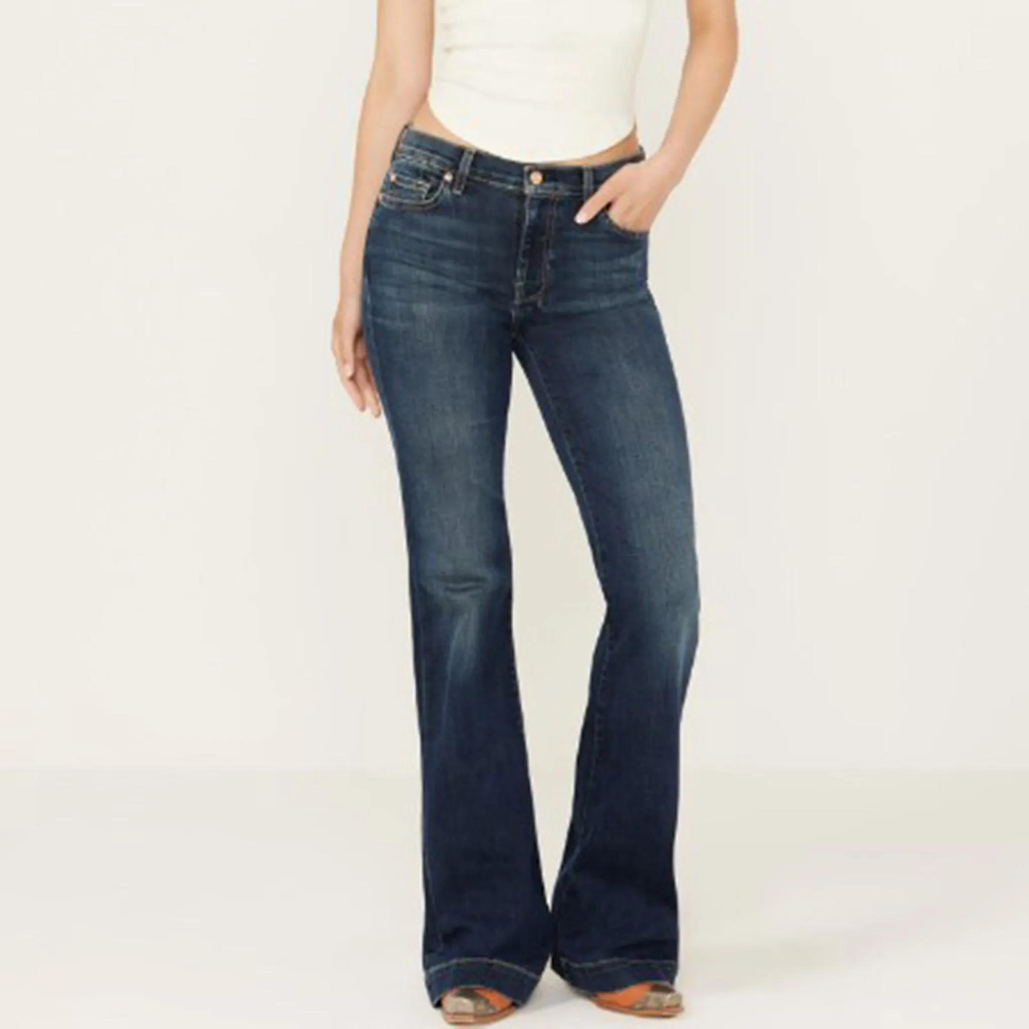 7 For All Mankind Women's Dark Wash ATF Trouser