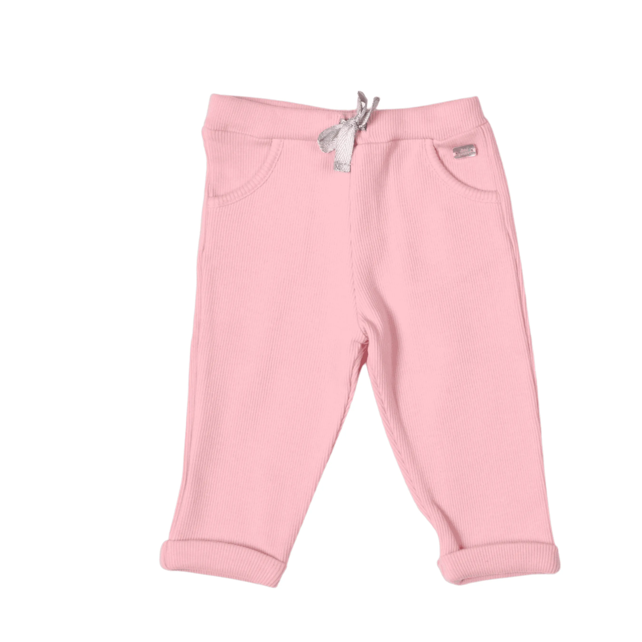 Angel | Girls Pale Pink Ribbed Cotton Leggings Set (2)