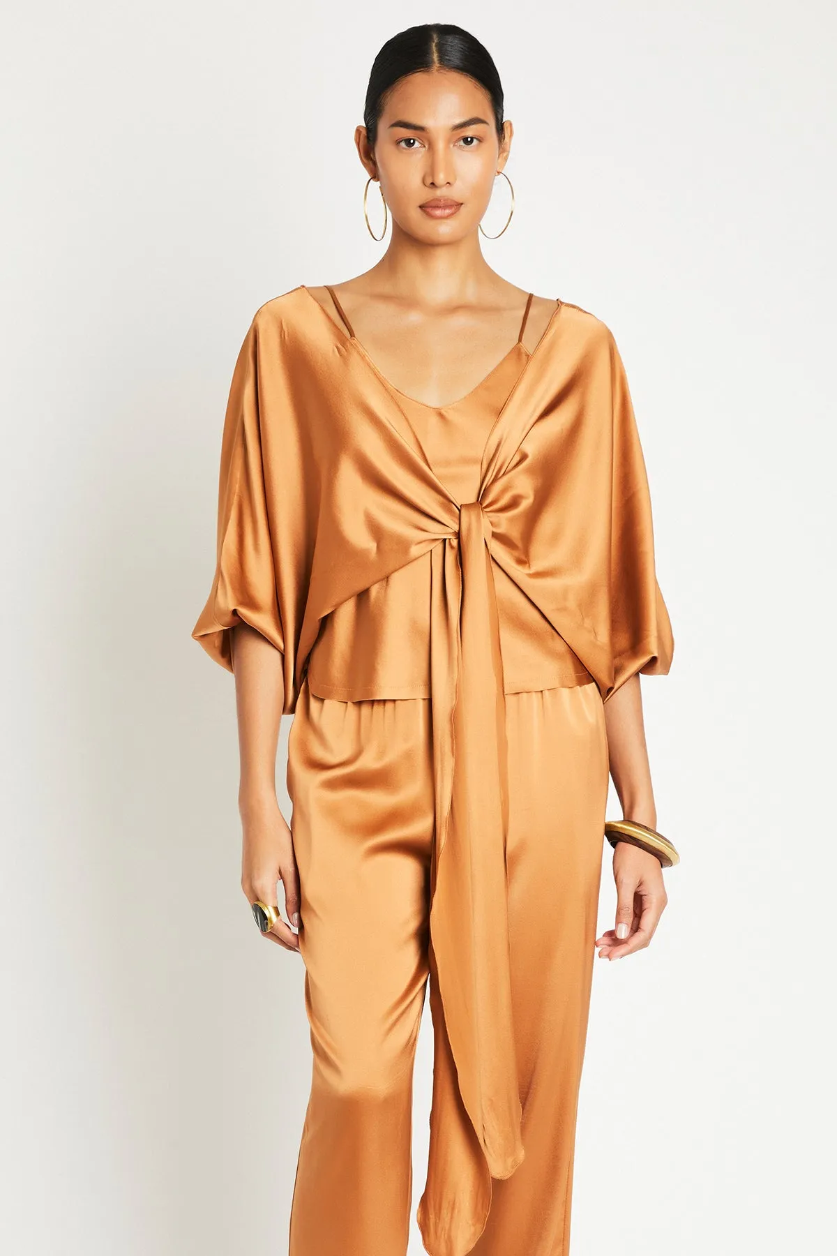   Beryll Ali Silk Wrap Top | Copper