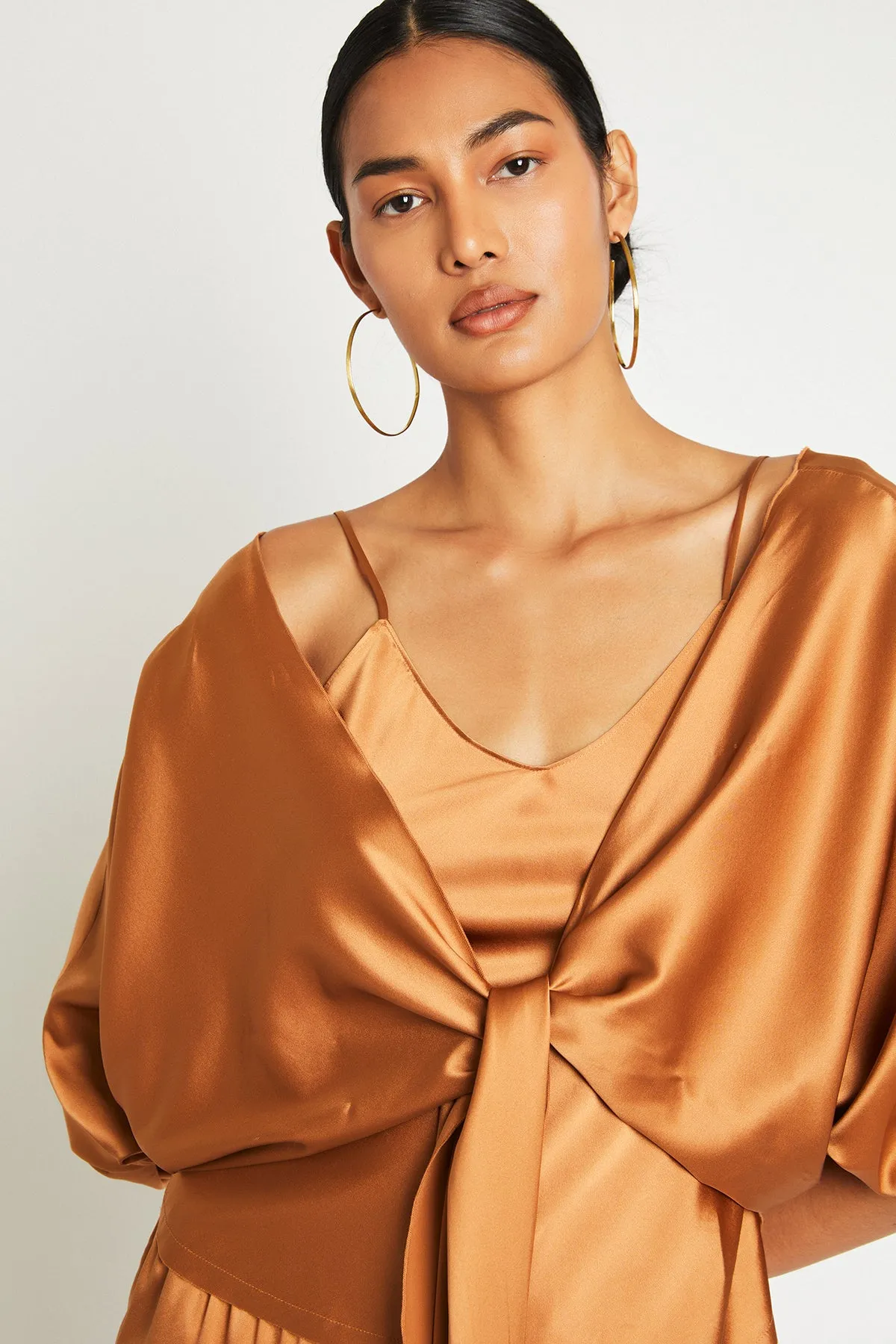   Beryll Ali Silk Wrap Top | Copper