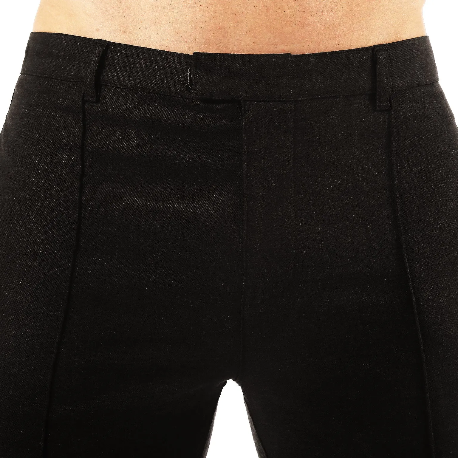 Black Stretch Linen Portofino Trouser