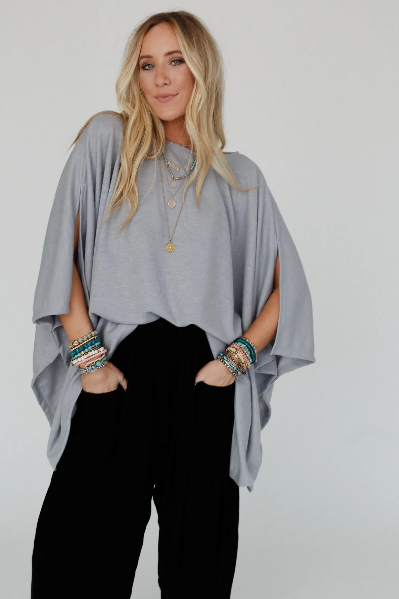 Breeze Embrace Flowy Top - Gray