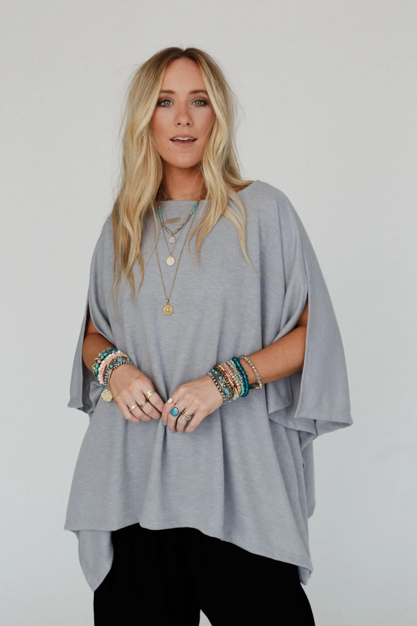 Breeze Embrace Flowy Top - Gray