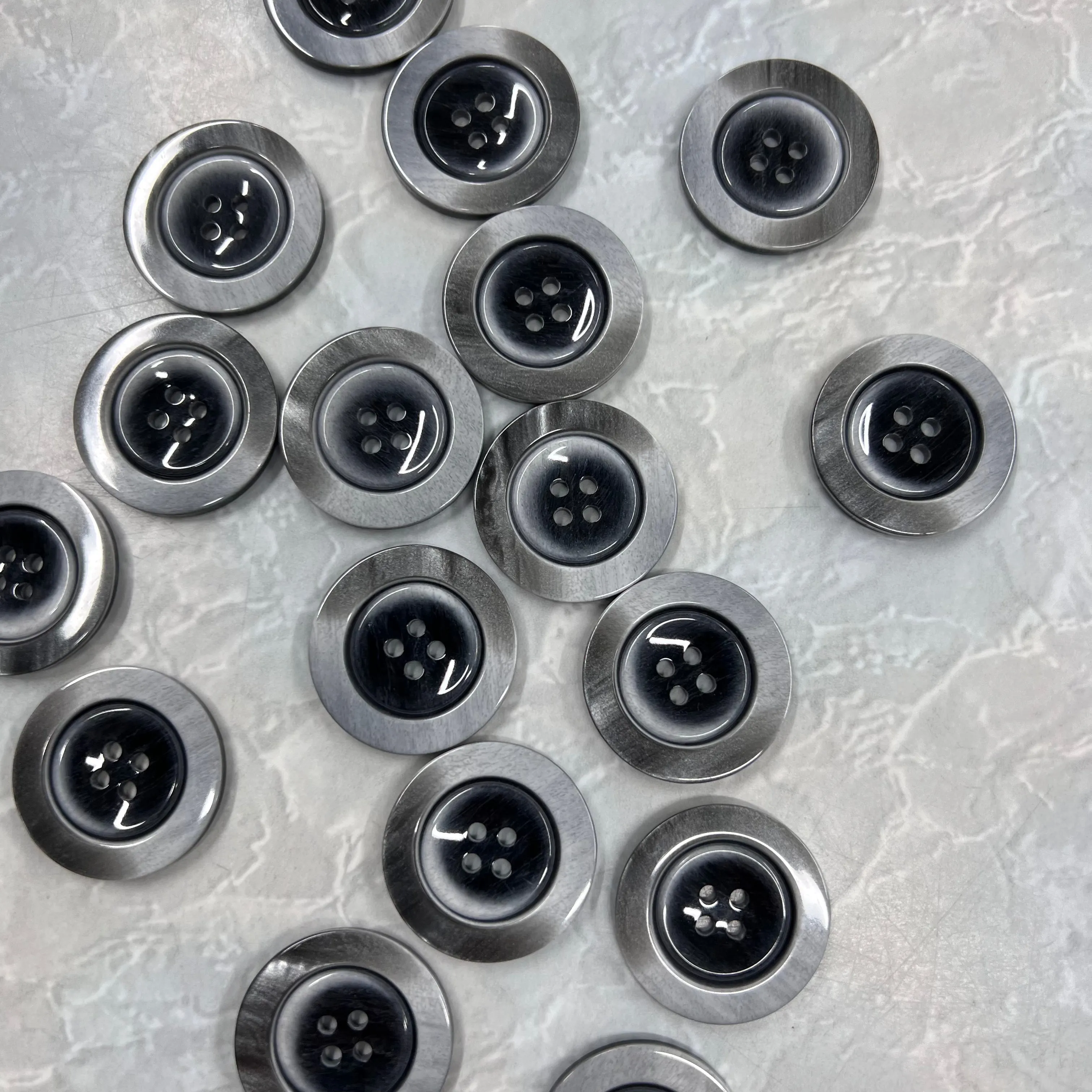 Buttons - Black & Grey 28mm (4-hole)