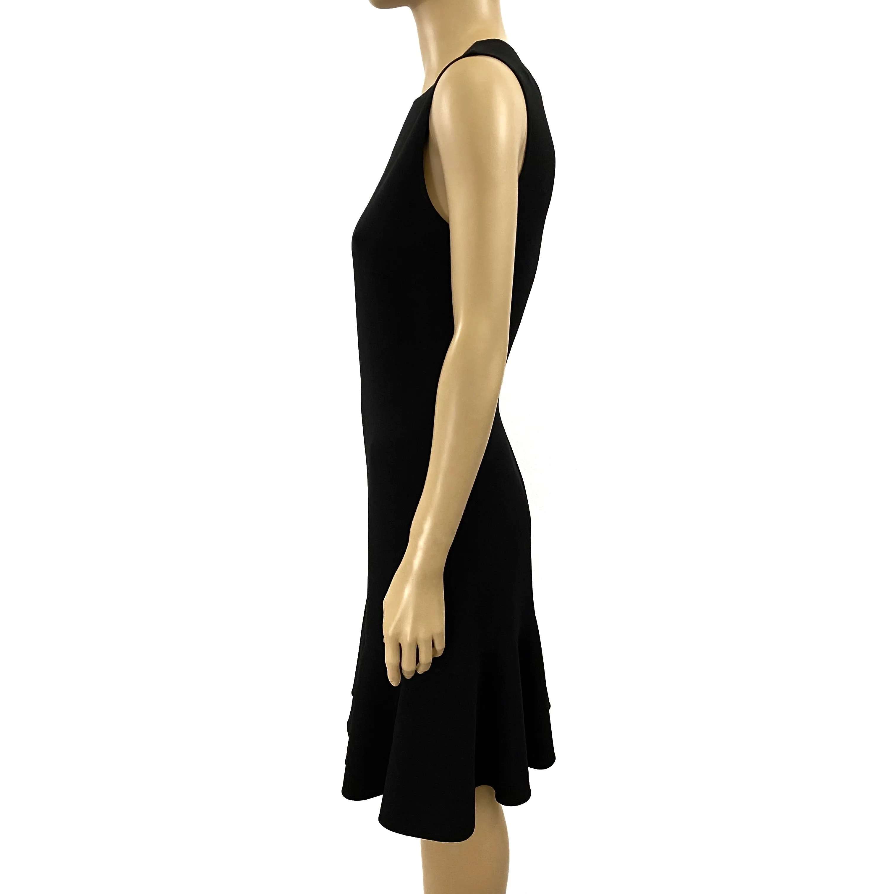 Celine Black Ruffle Hem Sleeveless Sheath Dress Size 8 | 42