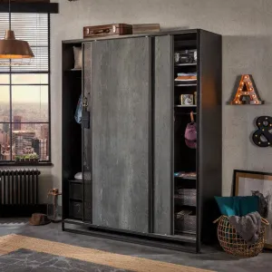 Cilek Dark Metal Sliding Wardrobe