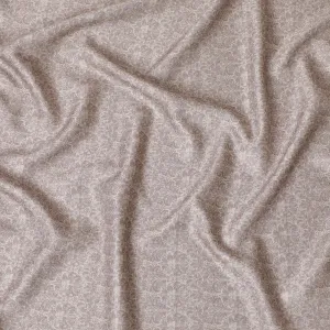 Classic Taupe Blended Cotton Lawn Fabric - Sophisticated Floral Print, 140 cms Width-D19175