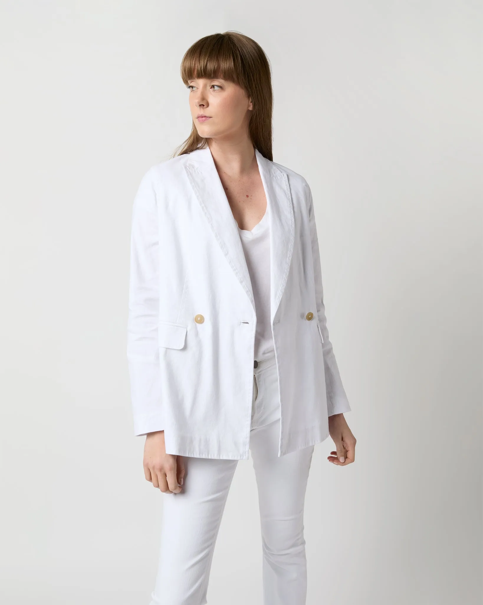 Constance Jacket in White Stretch Cotolino