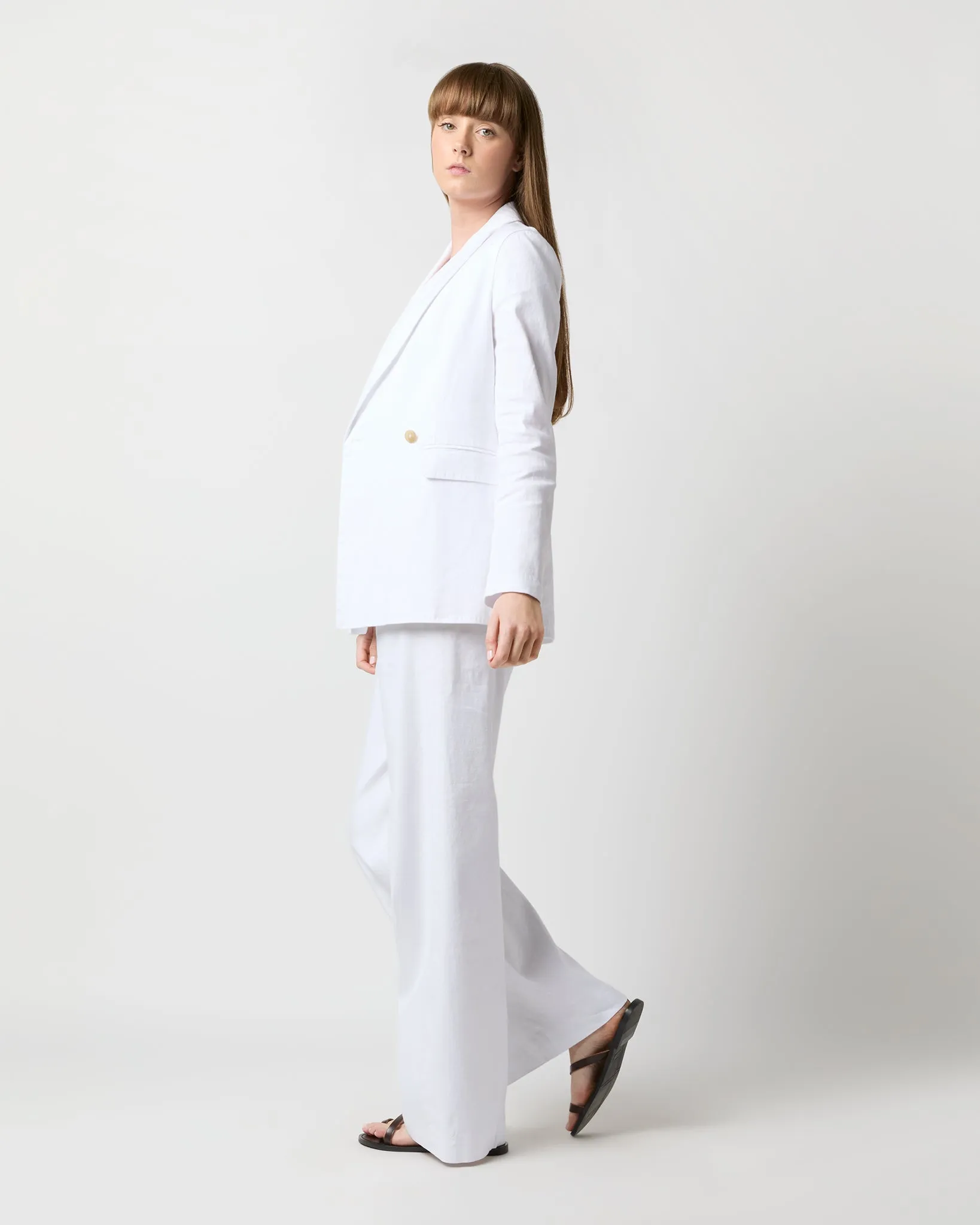 Constance Jacket in White Stretch Cotolino