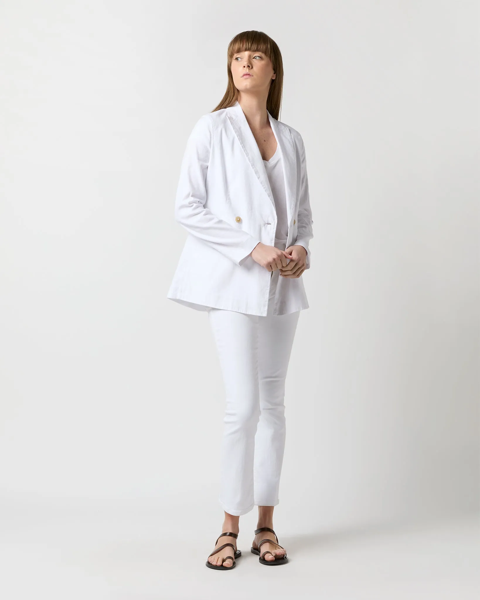 Constance Jacket in White Stretch Cotolino