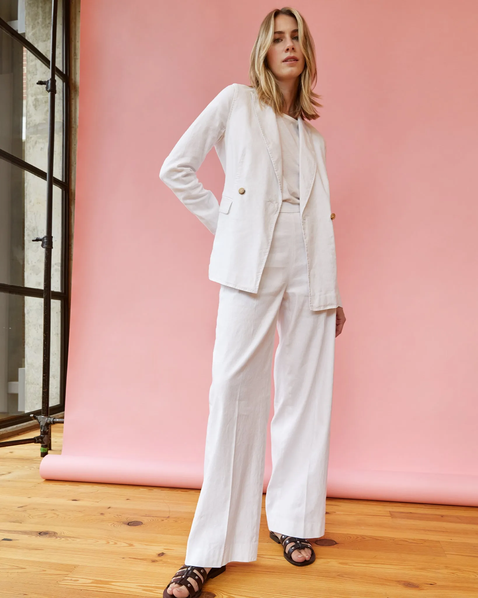 Constance Jacket in White Stretch Cotolino