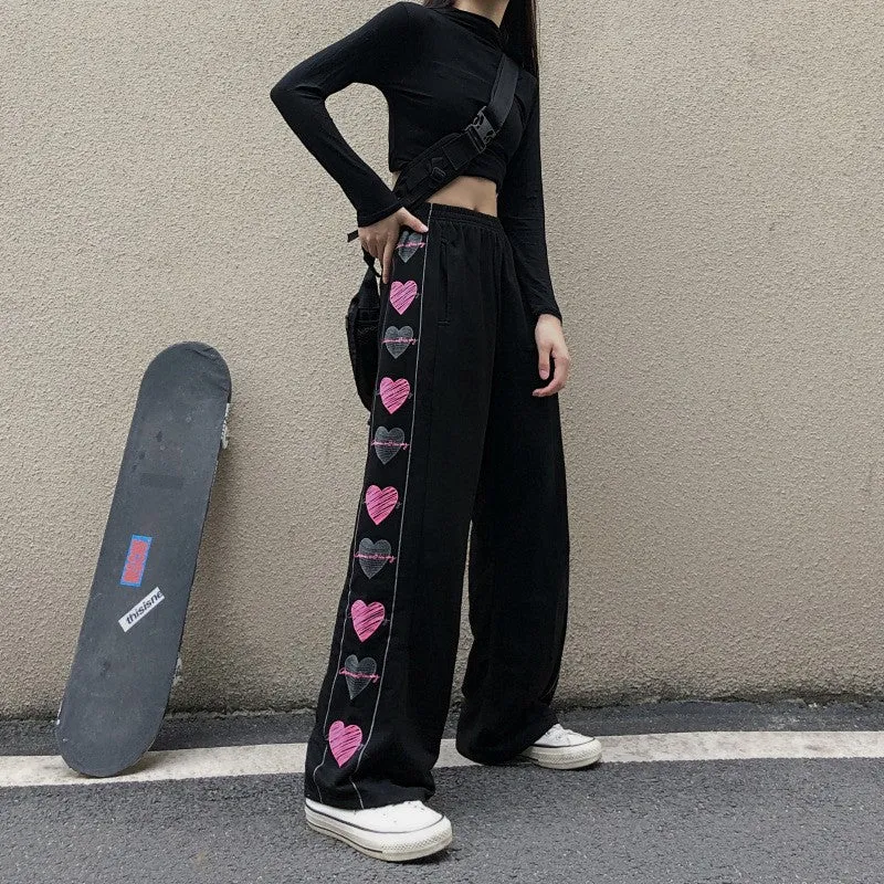 Core Graffiti All-matching Wide Leg Straight-leg Pants