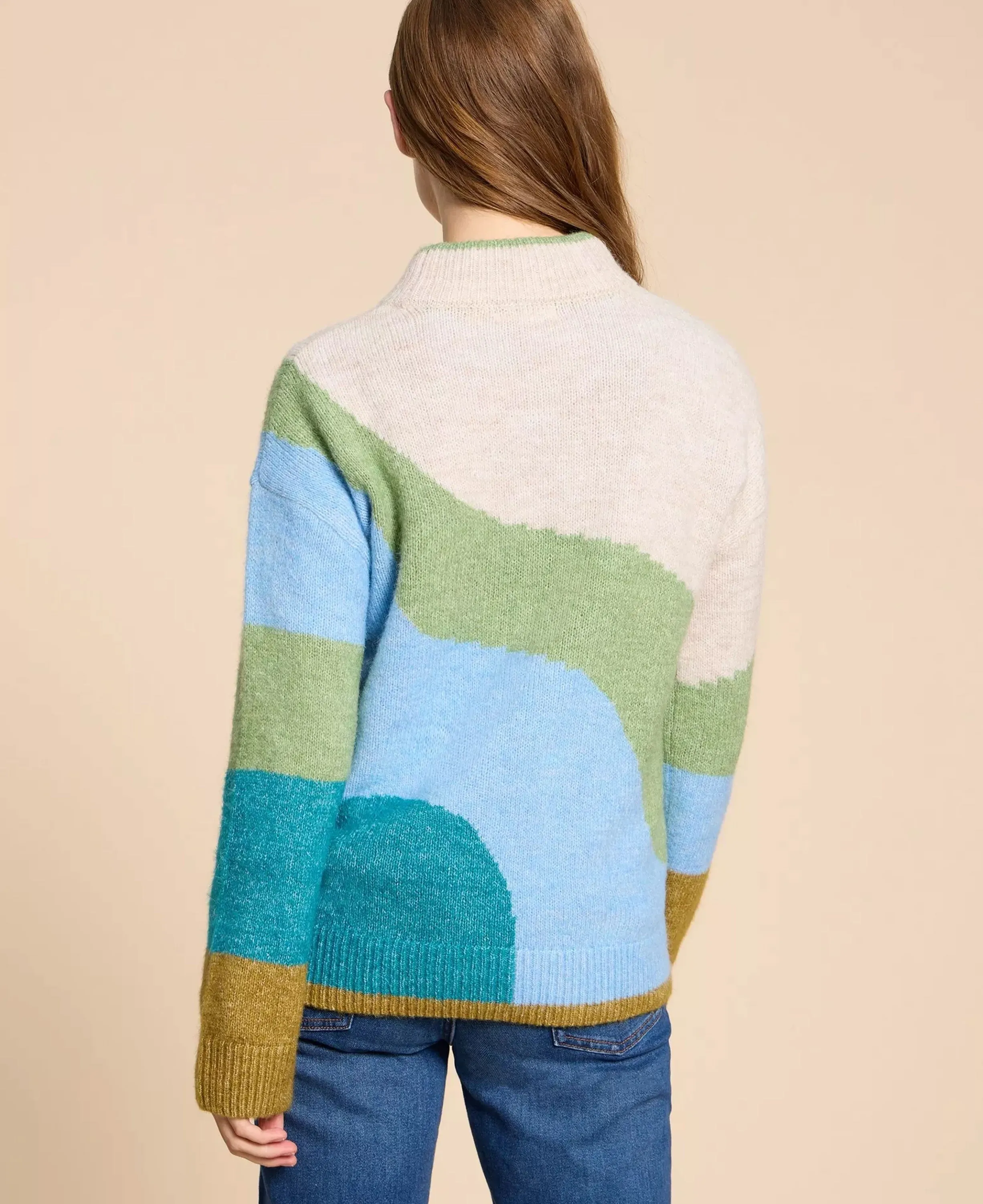 Daisy Colour Block Jumper - Green Multi