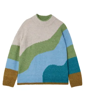 Daisy Colour Block Jumper - Green Multi