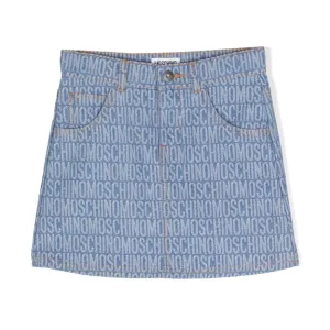 Denim Allover Logo Short Skirt