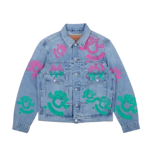 Denim Tears Bstroy Type-2 Denim Jacket Light Wash Pink/Green