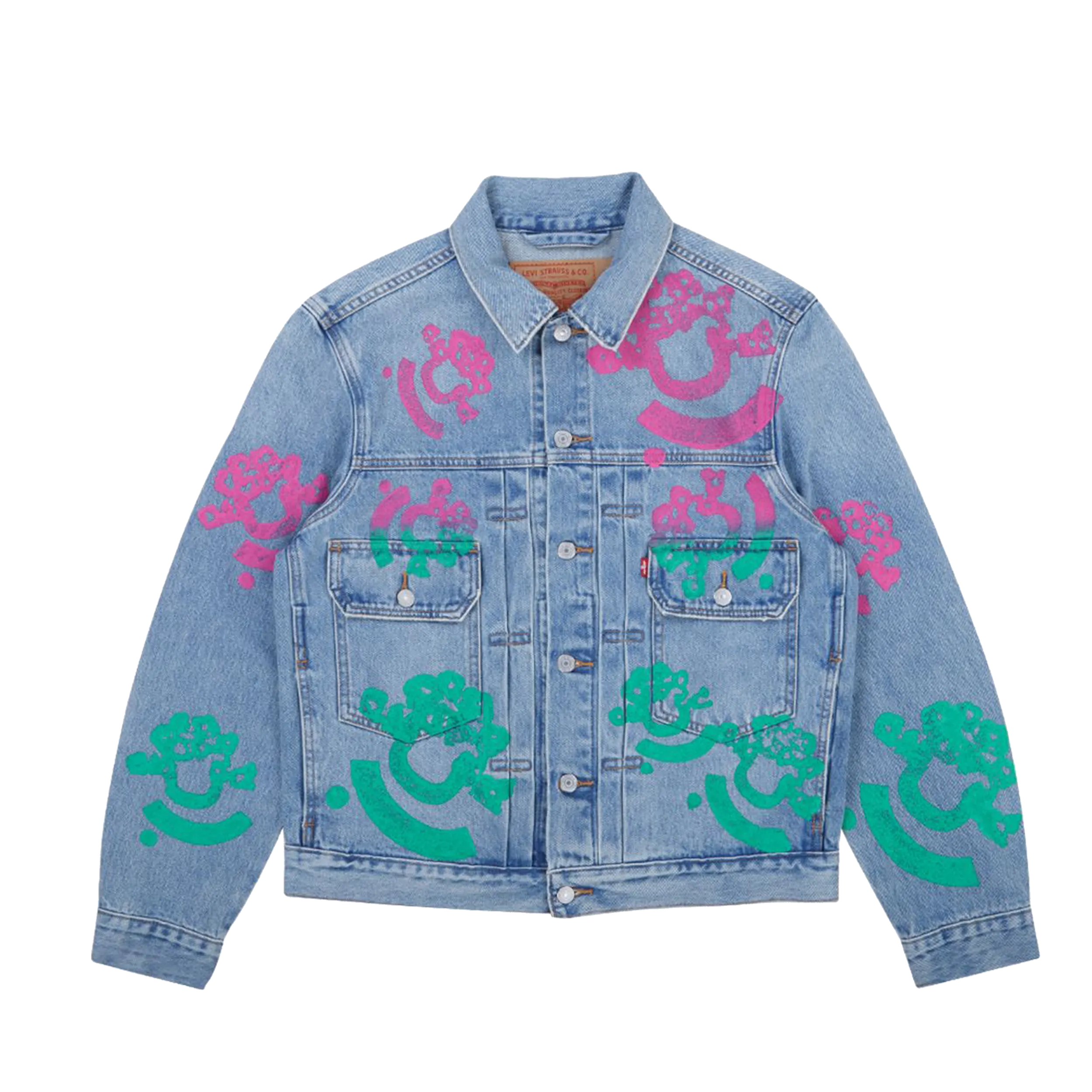 Denim Tears Bstroy Type-2 Denim Jacket Light Wash Pink/Green