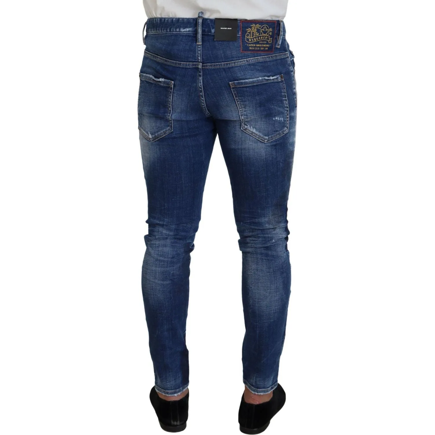 Dsquared² Blue Washed Patchwork Skinny Men Denim Jeans