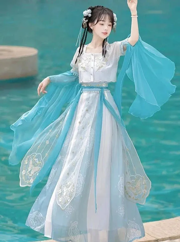 Dunhuang Fairies, Feitian Style Hanfu, Aquamarine 碧水