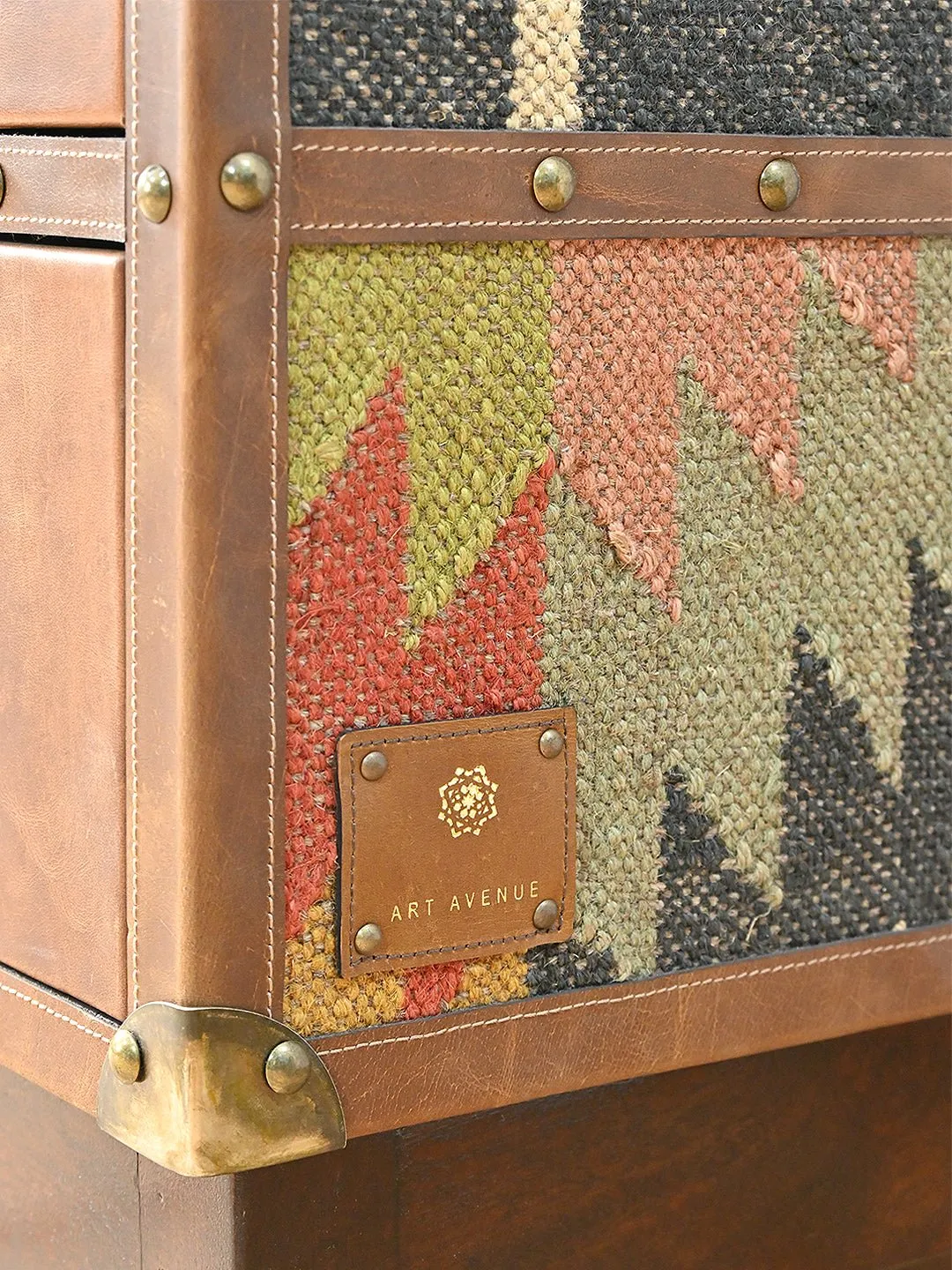 ELEGANCE CABINET WITH DRAWER - KILIM AND LEATHER