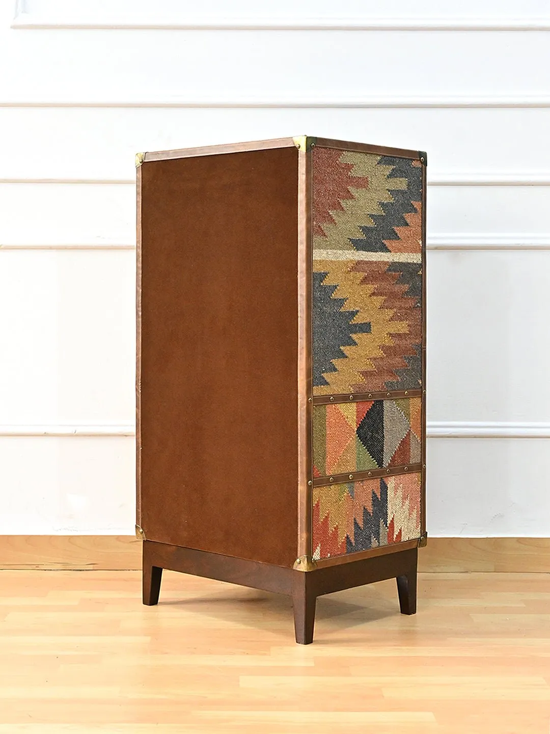 ELEGANCE CABINET WITH DRAWER - KILIM AND LEATHER