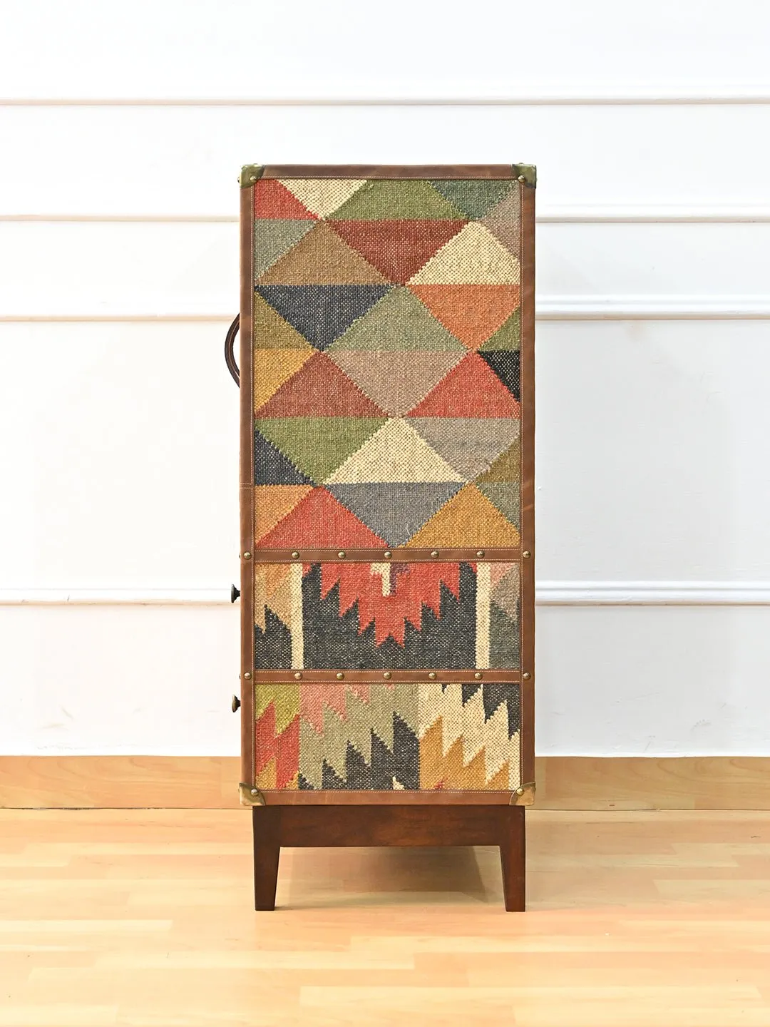 ELEGANCE CABINET WITH DRAWER - KILIM AND LEATHER