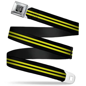 Ford Starburst Seatbelt Belt / Starburst Buckle   Black and Yellow Webbing