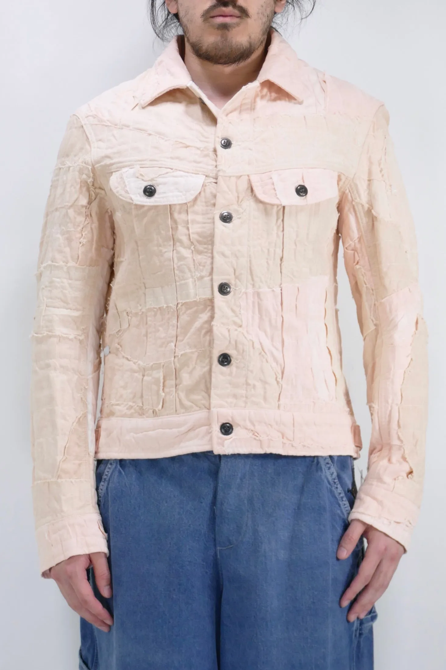 Greg Lauren Work Canvas Stitchwork Jacket - Pink