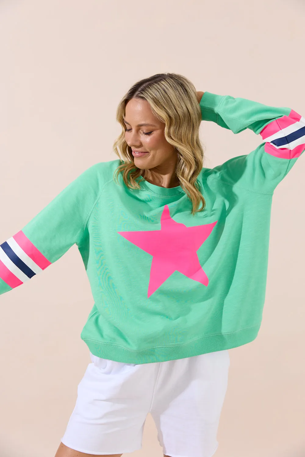 Holiday Sweater - Green/Pink Star