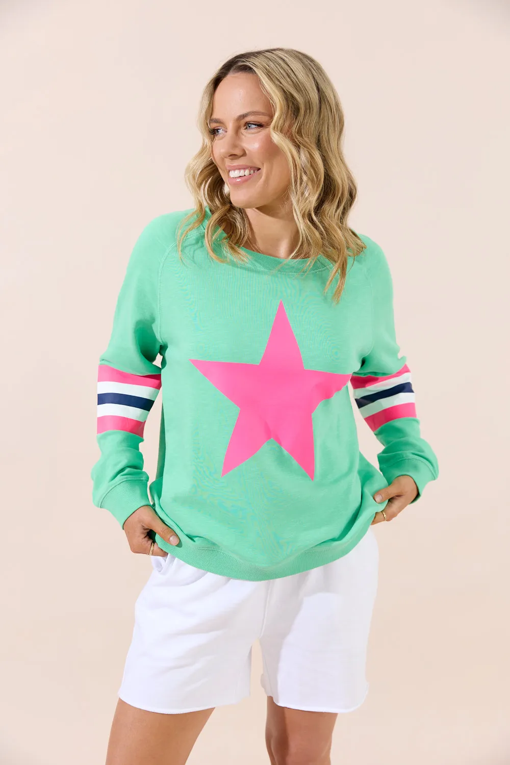 Holiday Sweater - Green/Pink Star