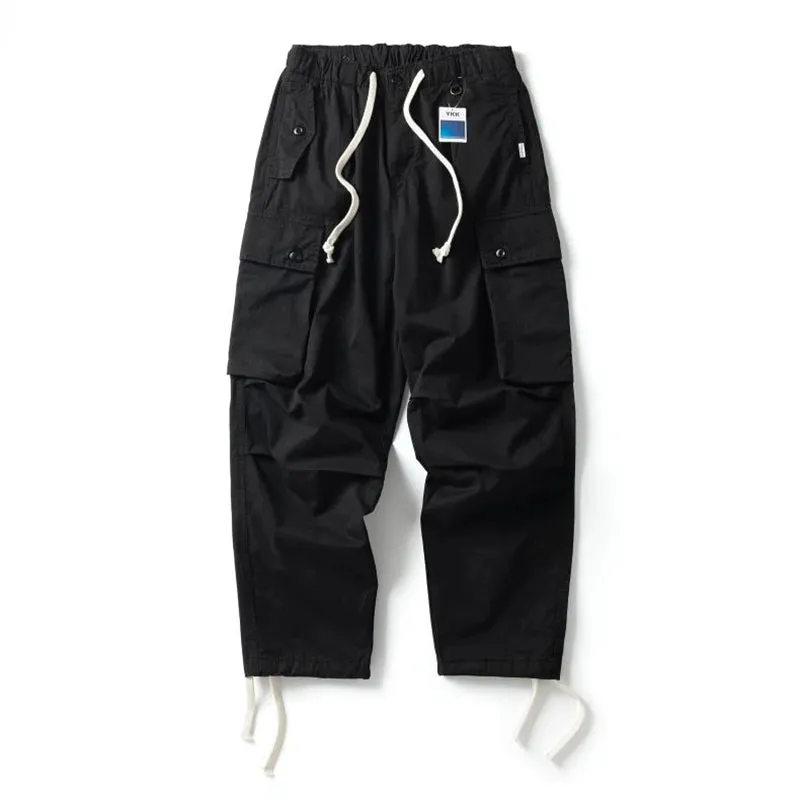 Japanese Streetwear Loose Straight Cargo Pants - Sports Casual Trousers