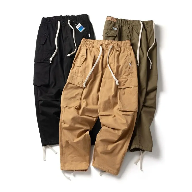 Japanese Streetwear Loose Straight Cargo Pants - Sports Casual Trousers