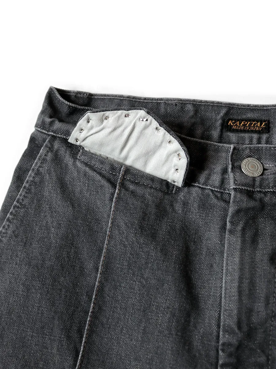 Kapital 14oz Black Denim Boogie Day Buggy Pants