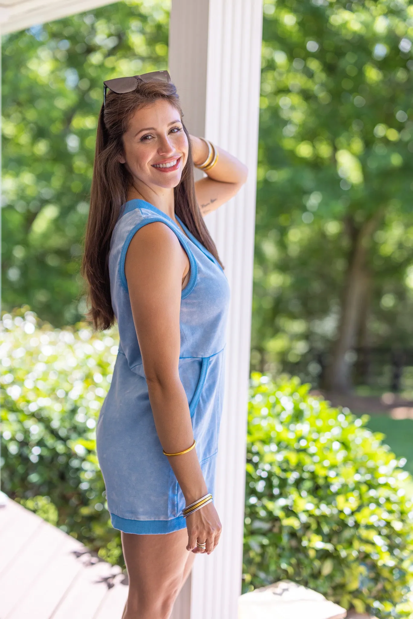 Lakeside Chic Blue Knit Romper