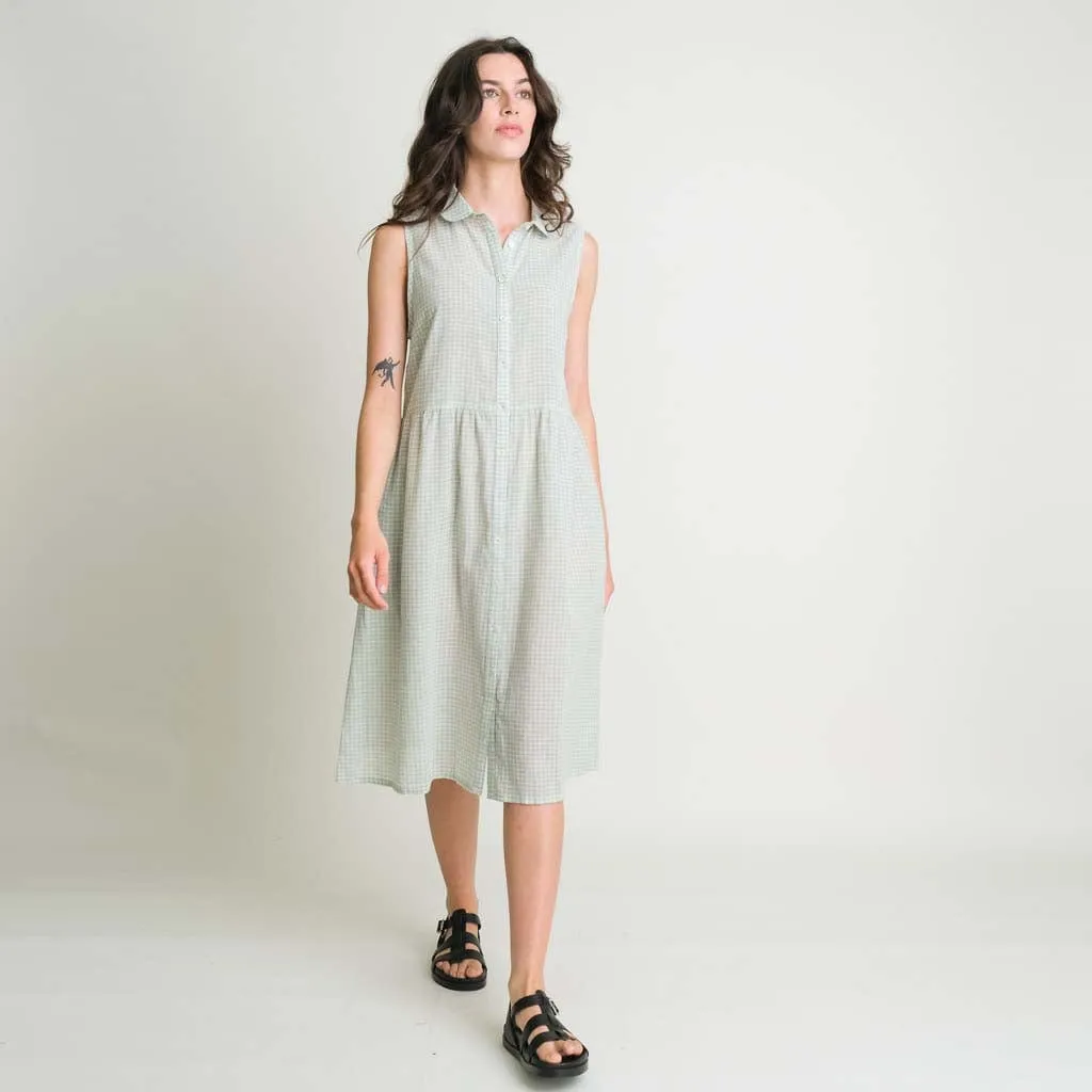 Matilda Cotton & Linen Midi Dress | Mint Check