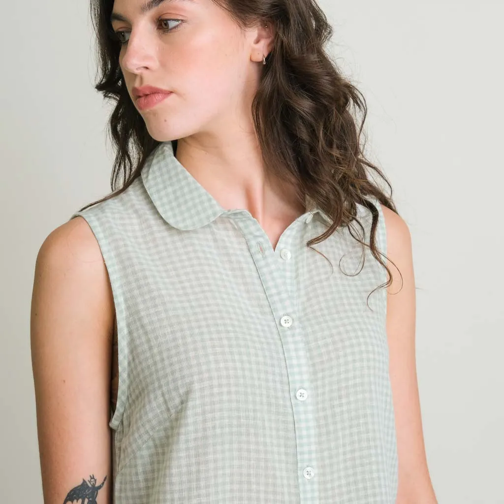 Matilda Cotton & Linen Midi Dress | Mint Check