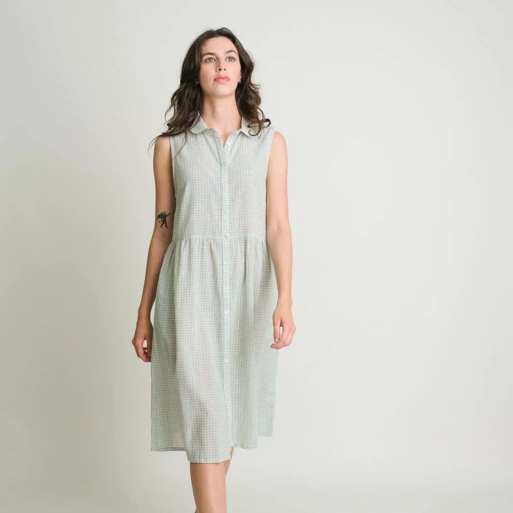 Matilda Cotton & Linen Midi Dress | Mint Check