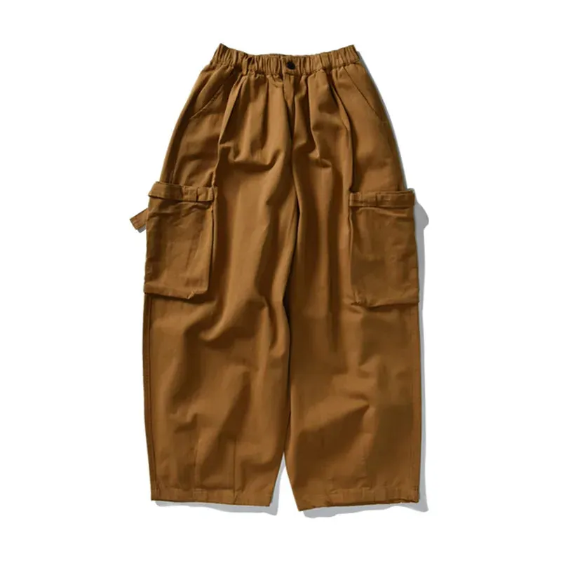 Multi Pocket Cargo Pants Safari Style Wide Leg Men's Trousers