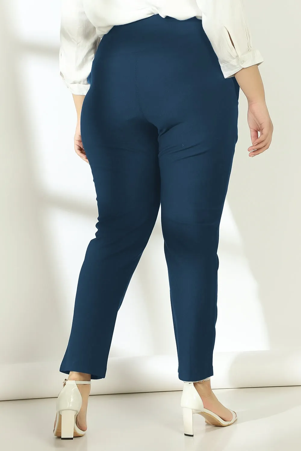 Navy Crease Seam Tummy Tucker Pants