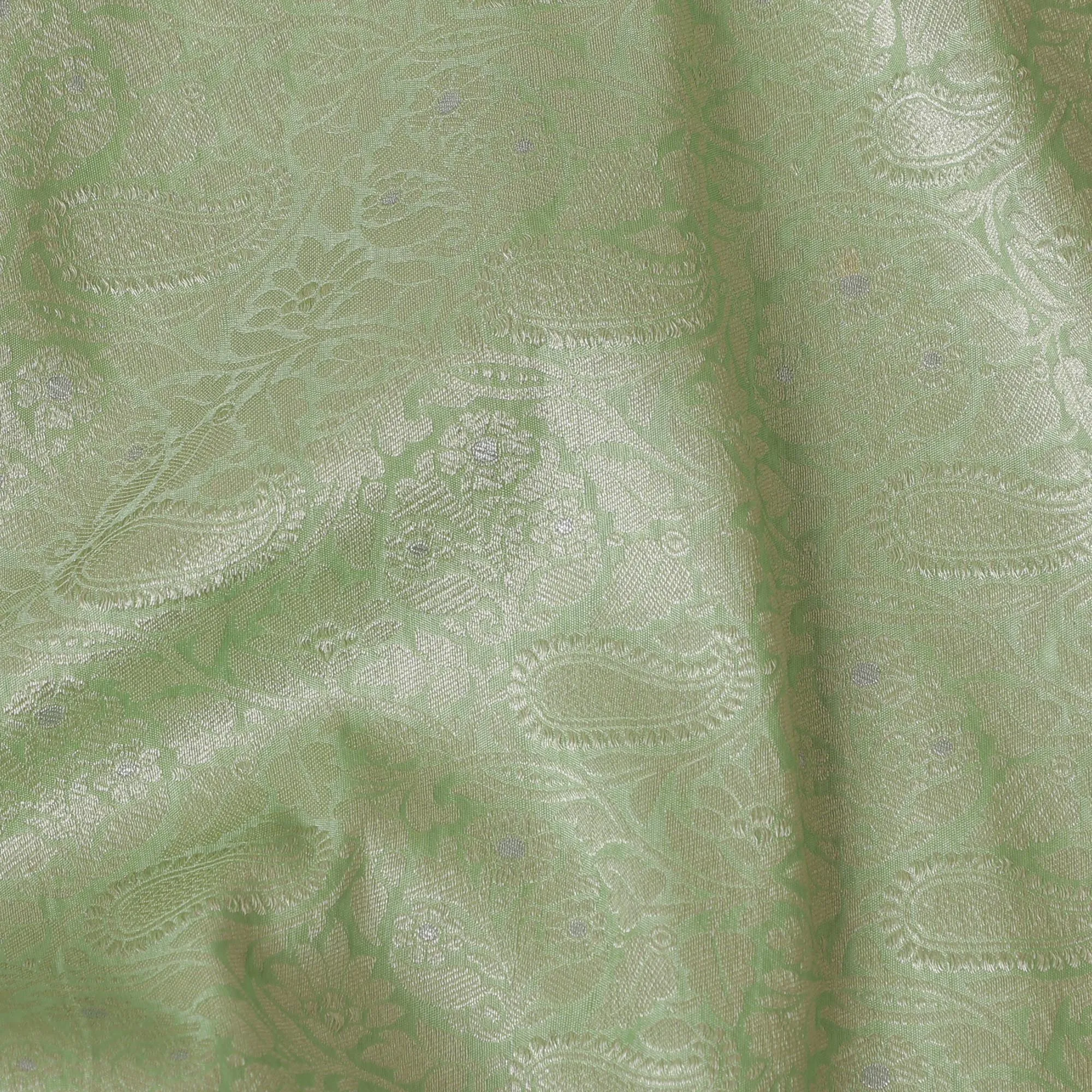 Pistachio Prestige Brocade Fabric – Delicate Patterns in Lush Hues-D19053