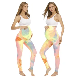 Pregnant Women Pants Maternity Tie-dyed Stretch Athletic Workout Yoga Full Length Pants