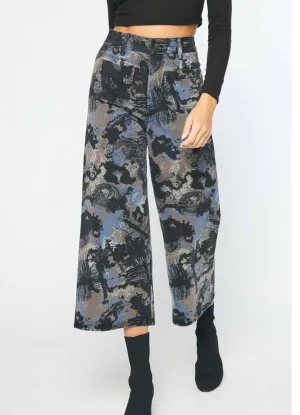 Printed Wide Leg Pant in Black by Entro