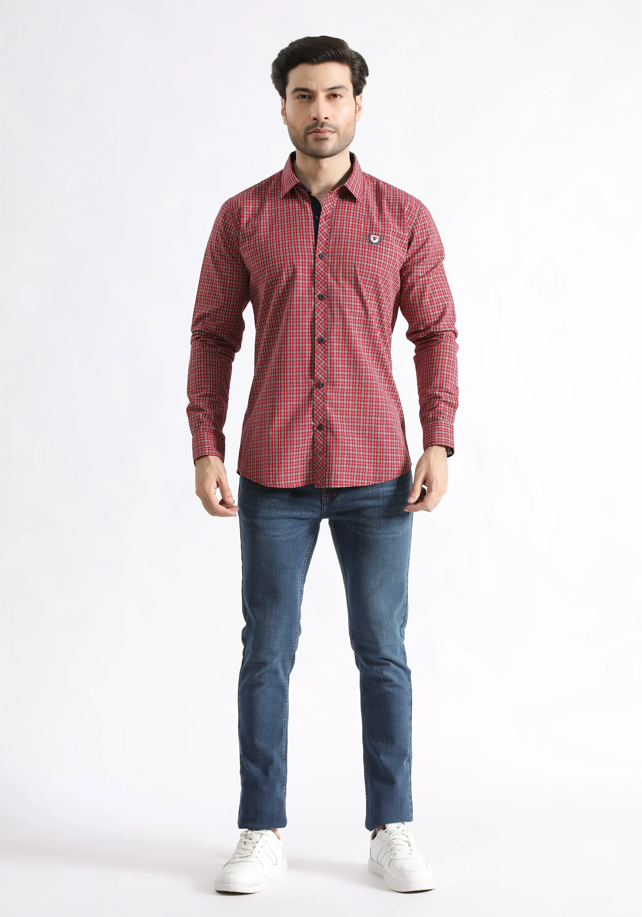 Red Checkered Slim Fit Shirt