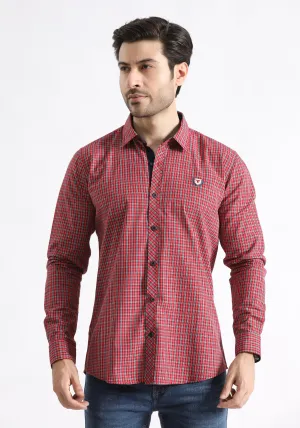 Red Checkered Slim Fit Shirt