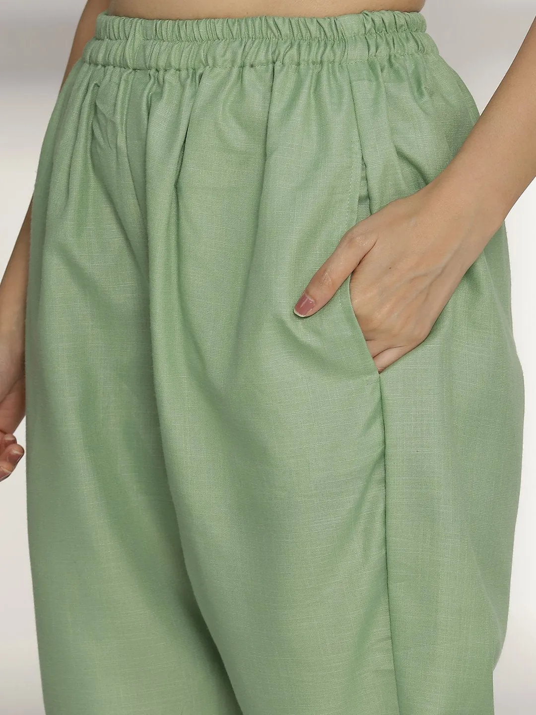 SageGreen CottonSlub Pants