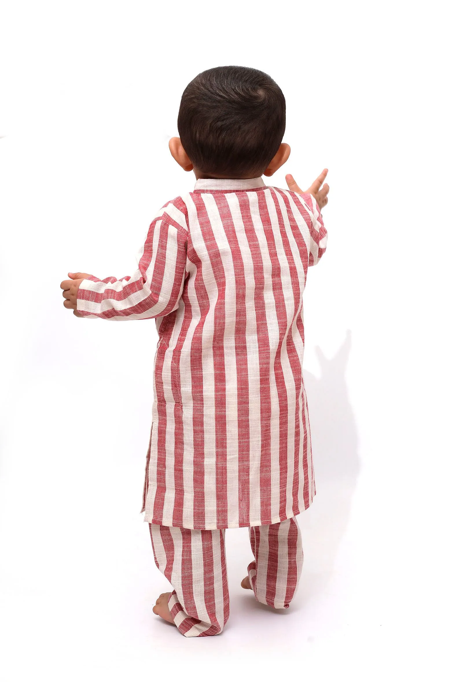 Set of 2 - Goofy Cherry Red Stripe Tunic Kurta Pajama