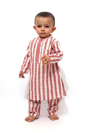 Set of 2 - Goofy Cherry Red Stripe Tunic Kurta Pajama